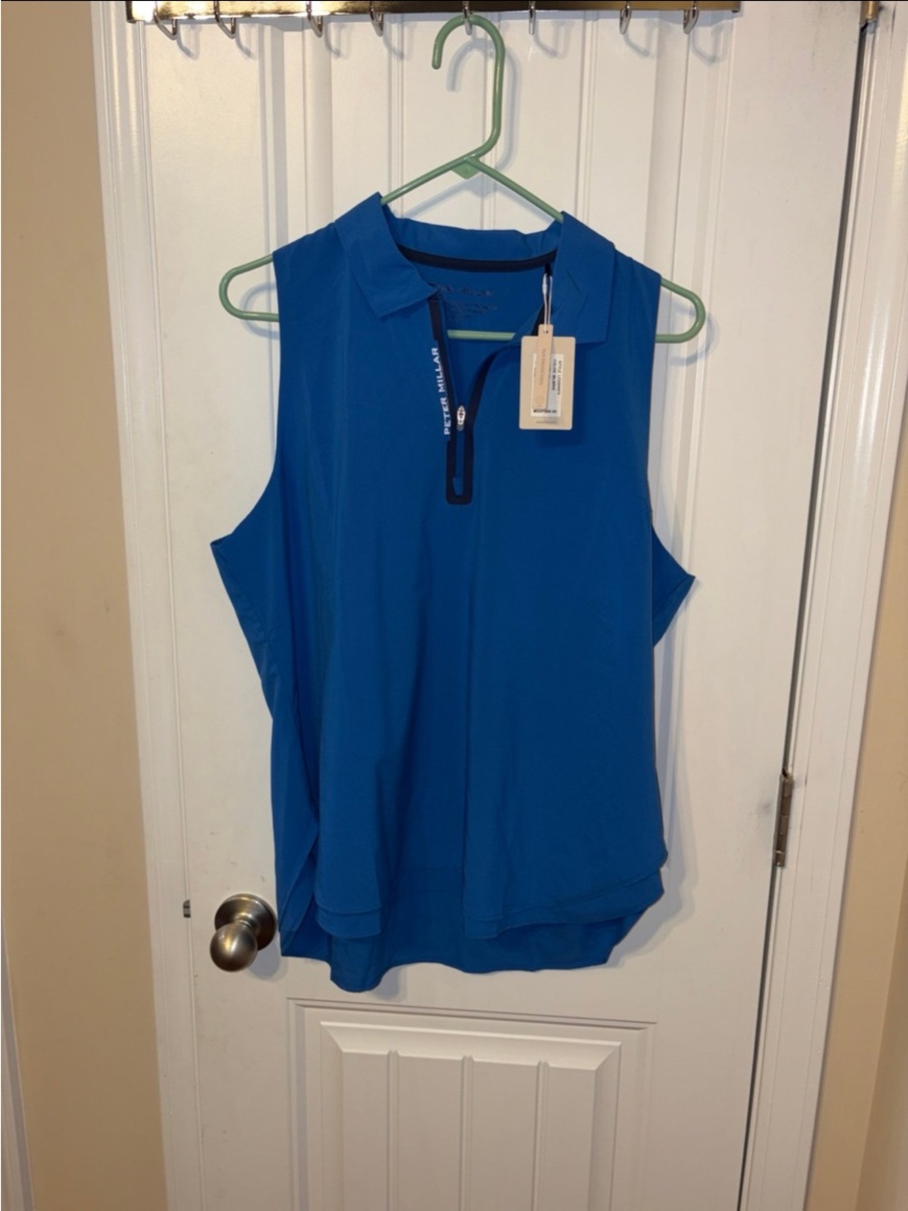 Peter Millar Royal Blue Sleeveless Zip-Front Polo - Picture 9 of 10